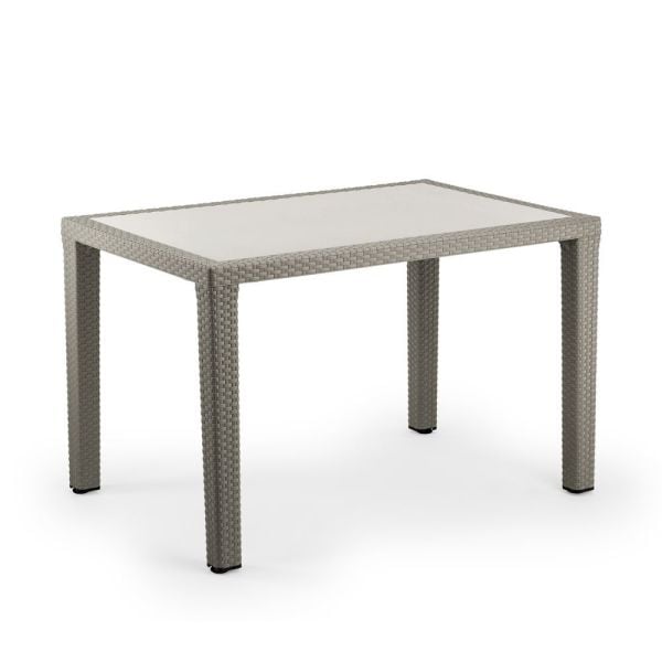 Antrasit Gri Rattan Plastik Bahçe Masa Sandalye Takımı 80x120 cm Otel Cafe Restaurant Teras Balkon Veranda İçin Dış Mekan Masası Sandalyesi Takımları