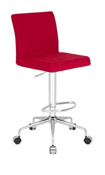 Delta Kırmızı Kumaş Metal Krom Tekerlekli Yüksek Boy Bar Sandalyesi – Ergonomik, Dayanıklı ve Şık Tasarım, Ücretsiz Kargo