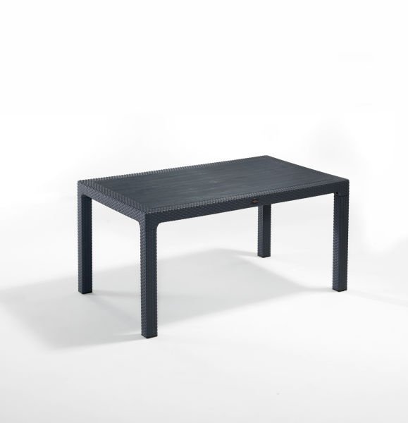 Antrasit Gri 90x150 cm Dikdörtgen Rattan Dış Mekan Bahçe Masası