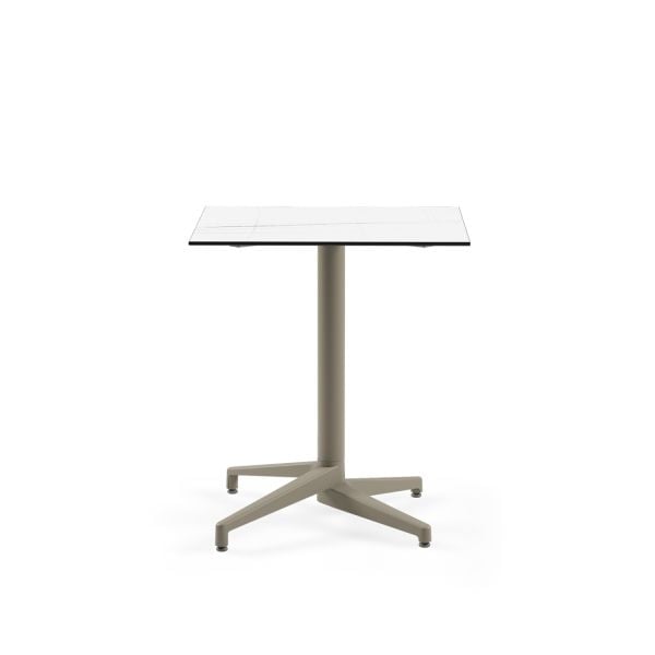 Beyaz Mermer Compact Laminat Bahçe Masası Vizon Ayaklı