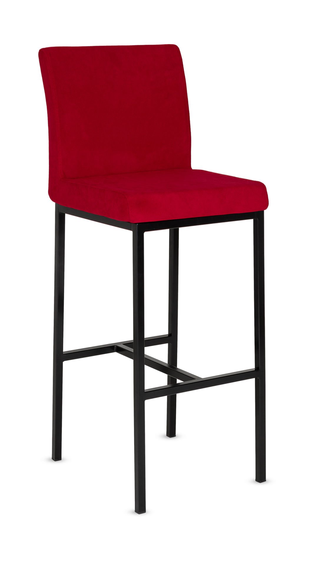 Delta Modern Siyah Metal Ayak Kırmızı Kumaş Mutfak Bar Sandalyesi - Şık, Ergonomik ve Dayanıklı Tasarım, Ücretsiz Kargo