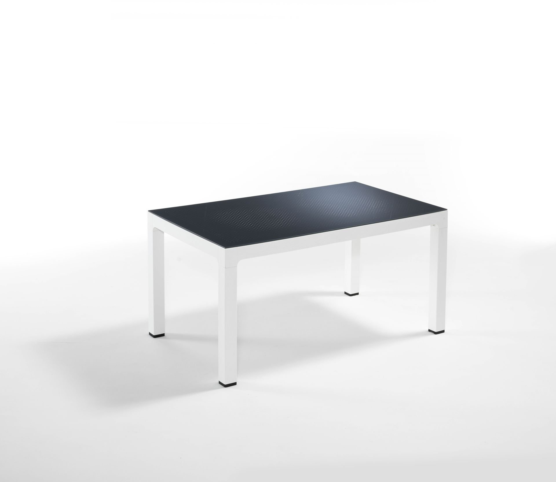 Beyaz Bahçe Masası 90x150 cm Antrasit Renk Temperli Camlı Enjeksiyon Plastik İç ve Dış Mekan Kullanımına Uygun Masa