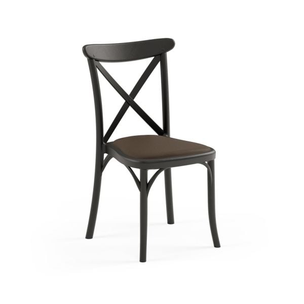 Siyah Koyu Kahve Pedli Tonet Plastik Kafe Sandalyesi