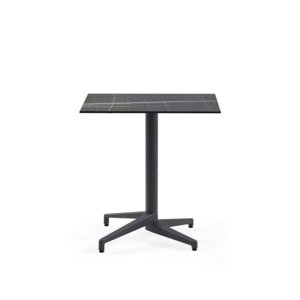 Siyah Mermer Compact Paslanmaz Bahçe Otel Masası 77x77