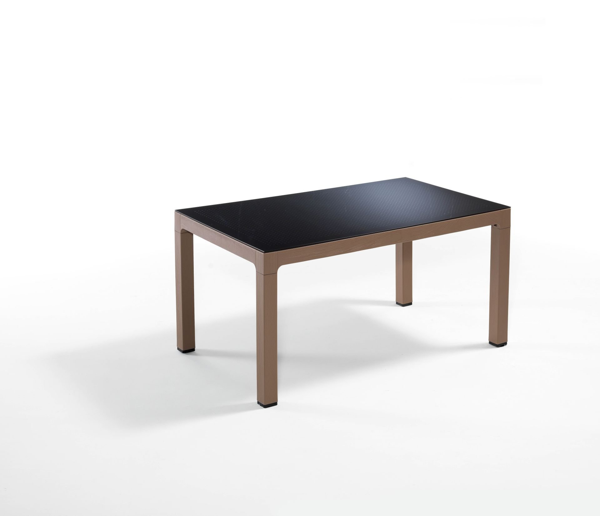 Çöl Kahverengisi Bahçe Masası 90x150 cm Dikdörtgen Temperli Noktalı Camlı