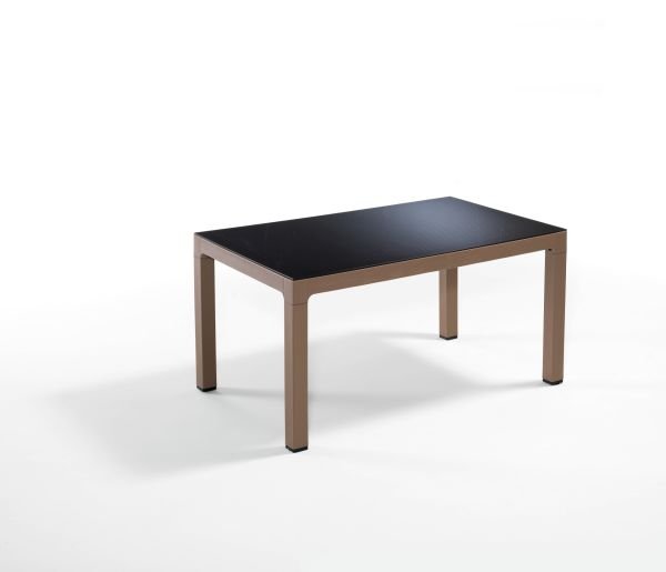 Çöl Kahverengisi Bahçe Masası 90x150 cm Dikdörtgen Temperli Noktalı Camlı