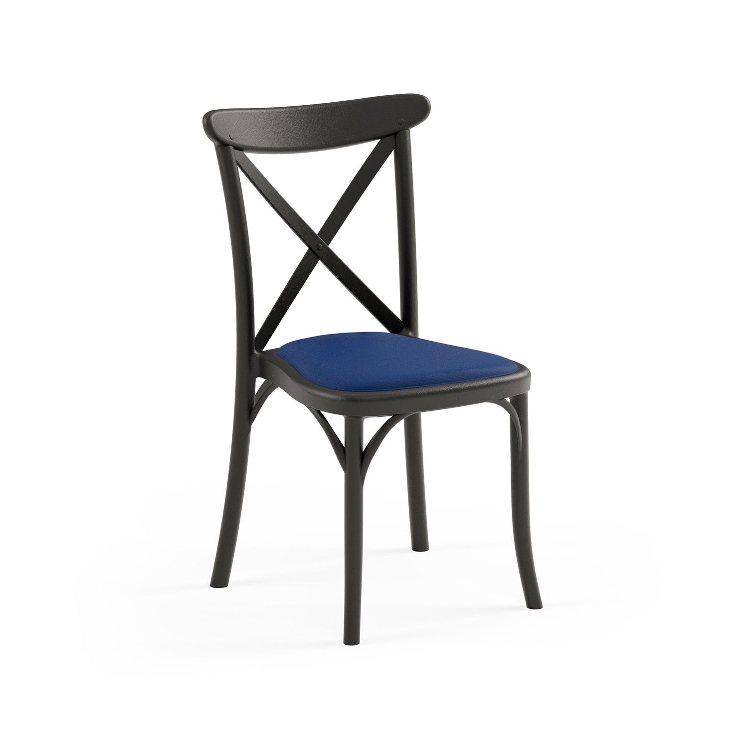 Siyah Mavi Pedli Tonet Plastik Restoran Sandalyesi