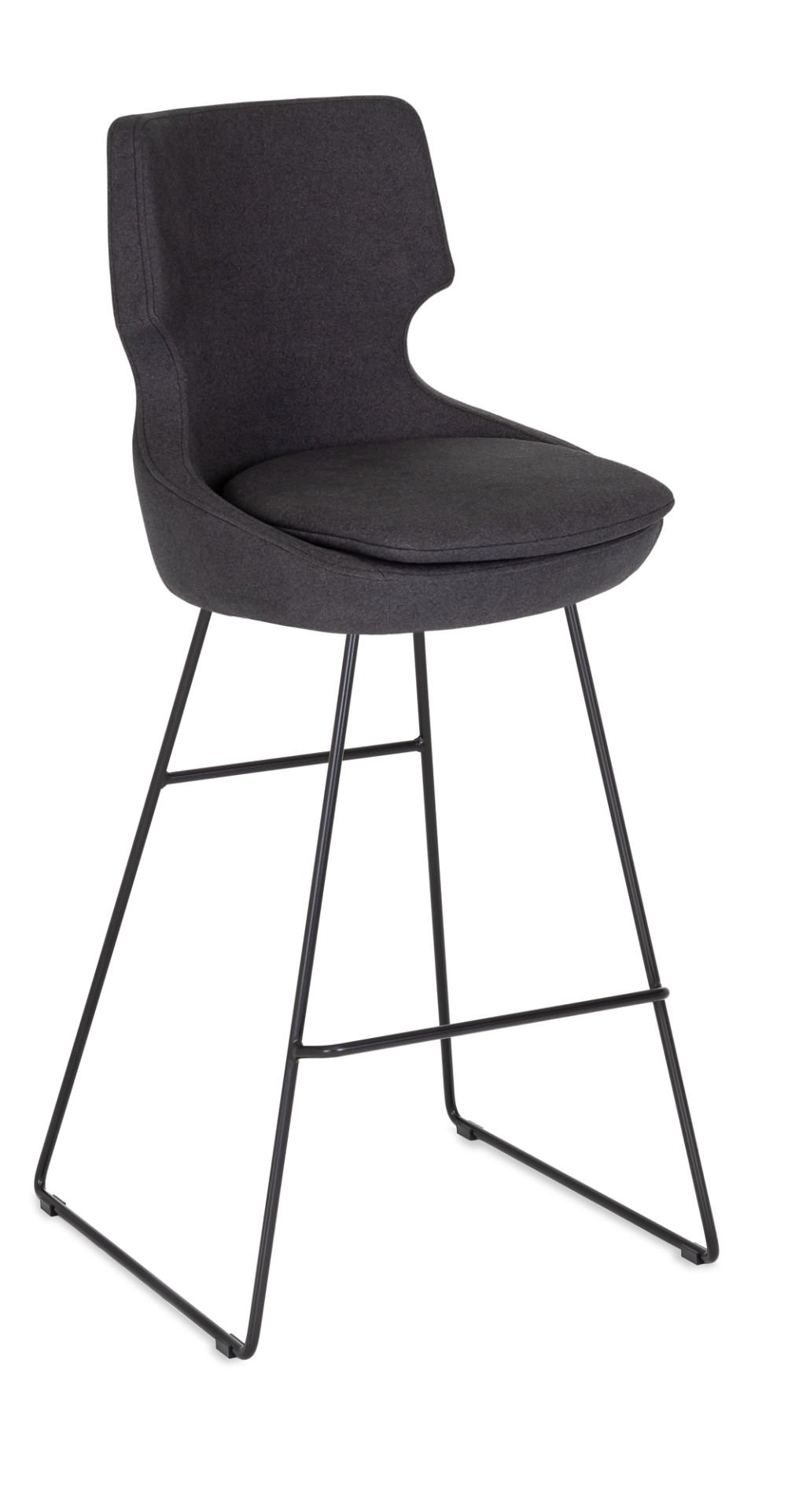 Donna Siyah Metal Ayak Antrasit Gri Kumaş Minderli Ergonomik Mutfak Bar Sandalyesi – Şık ve Dayanıklı Bar Sandalyesi, Café ve Restaurant İçin İdeal