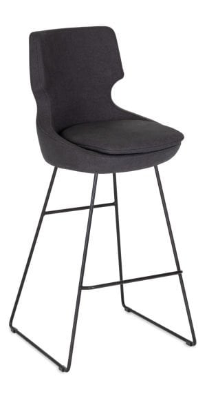Donna Siyah Metal Ayak Antrasit Gri Kumaş Minderli Ergonomik Mutfak Bar Sandalyesi – Şık ve Dayanıklı Bar Sandalyesi, Café ve Restaurant İçin İdeal