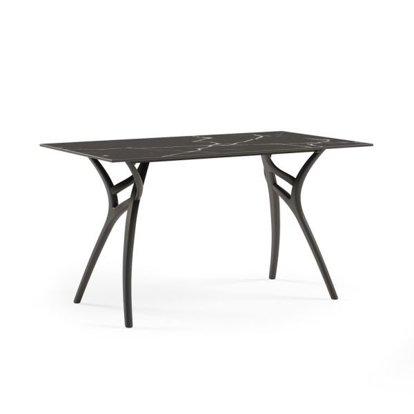 Siyah Mermer Compact Dış Mekan Bahçe Masası 80x140.cm