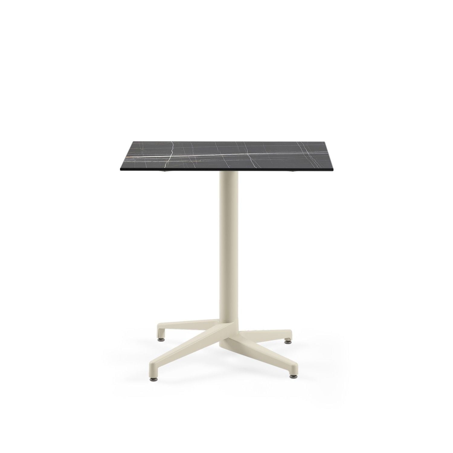 Bej Ayak Siyah Mermer Compact Paslanmaz Bahçe Masası 77x77