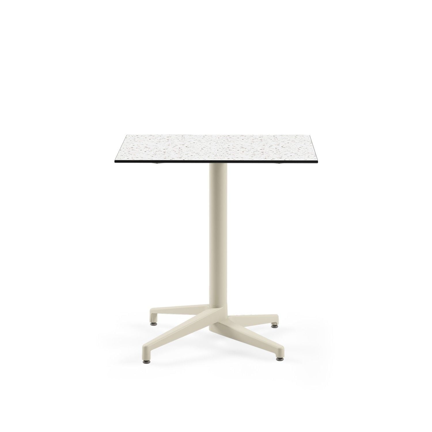 Bej Ayak Terrazzo Mermer Compact Paslanmaz Masa 77x77