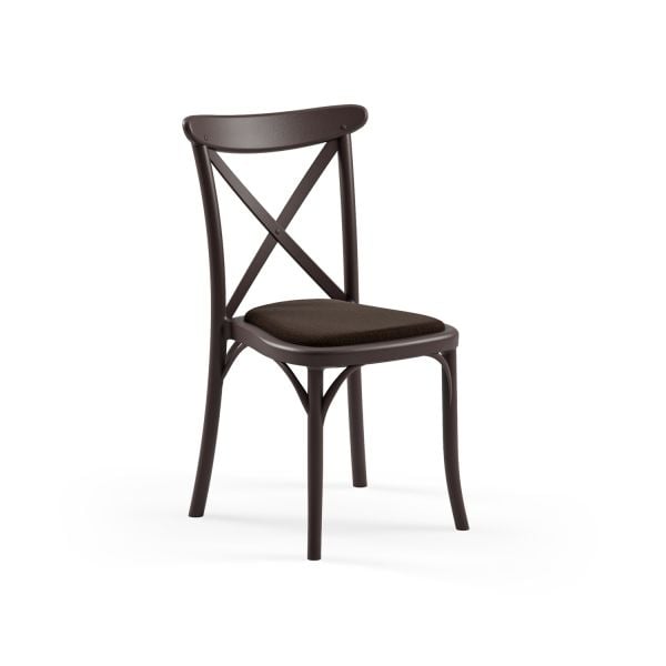 Venge Koyu Kahve Kumaş Pedli Tonet Plastik Otel Sandalyesi