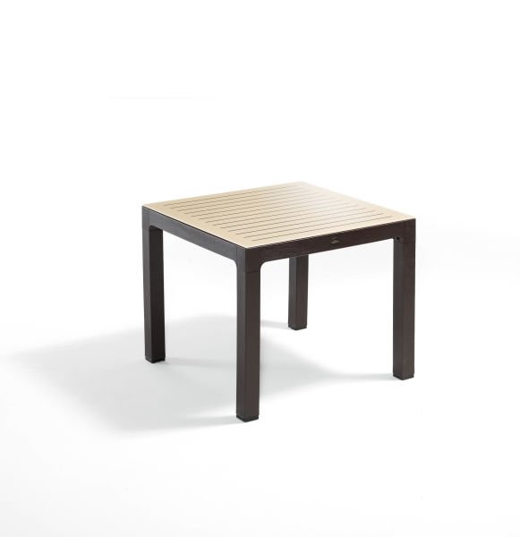 Kahverengi Cappucino Dış Mekan Bahçe Masa Sandalye Takımı 4 Kişilik Kare 90x90 cm