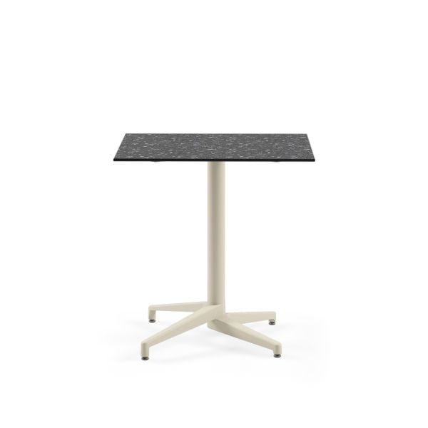 Bej Ayak Terrazzo Compact Paslanmaz Otel Masası 77x77