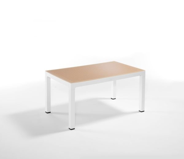 Beyaz Fildişi Bahçe Masa Sandalye Takımı 6 Kişilik Dikdörtgen 90x150 cm Mutfak Otel Restoran Kafe Teras ve Balkon Kullanımına Uygun Enjeksiyon Plastik Bambu Tasarım