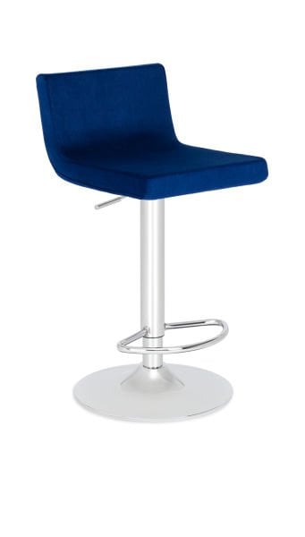 Rios Modern Lacivert Mavi Kumaş Metal Krom Ayak Mutfak Bar Sandalyesi - Ergonomik, Şık ve Dayanıklı Bar Sandalyesi