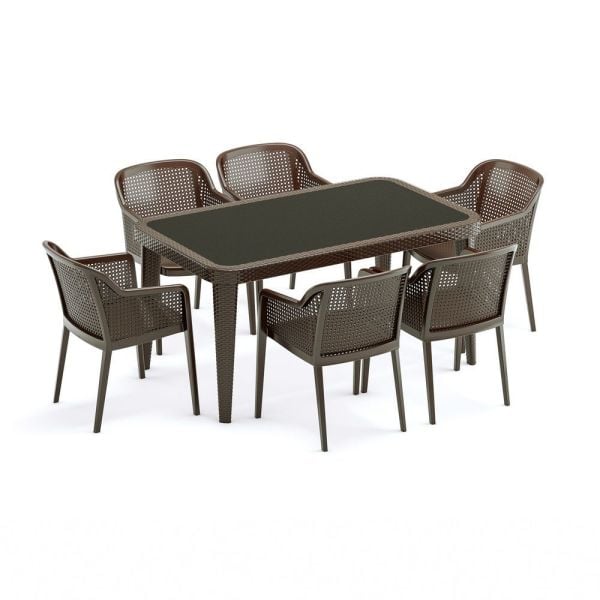 Venge Dış Mekan Bahçe Masası ve Sandalye Takımı 90x150 cm