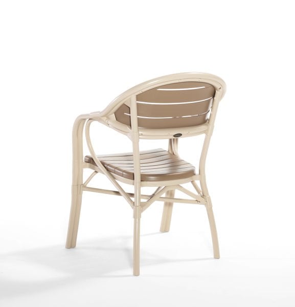 Cappuccino Çöl Kahvesi Dış Mekan Bahçe Masa Sandalye Takımı 6 Kişilik Dikdörtgen 90x150 cm Dayanıklı Enjeksiyon Plastik Bambu Tasarım