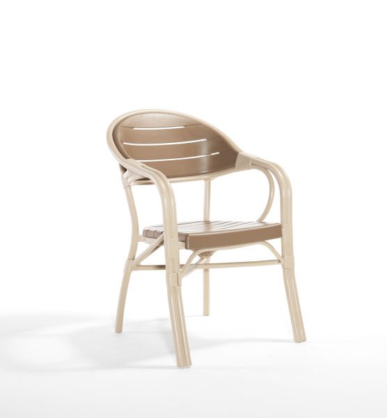 Cappuccino Çöl Kahvesi Dış Mekan Bahçe Masa Sandalye Takımı 6 Kişilik Dikdörtgen 90x150 cm Dayanıklı Enjeksiyon Plastik Bambu Tasarım