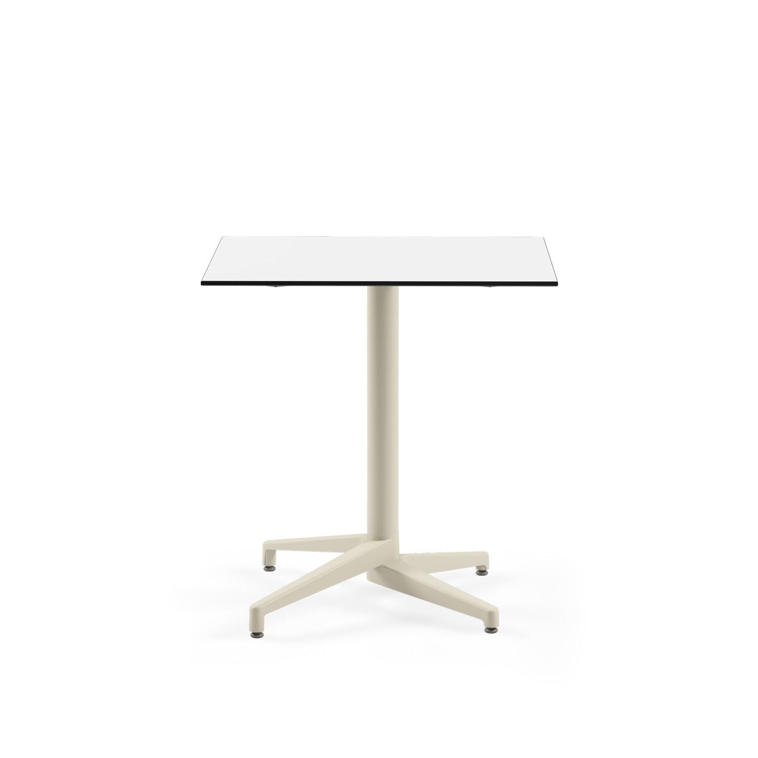 Bej Ayak Beyaz Compact Paslanmaz Otel Masası 77x77