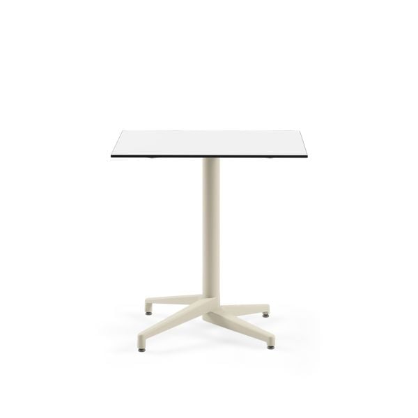 Bej Ayak Beyaz Compact Paslanmaz Otel Masası 77x77