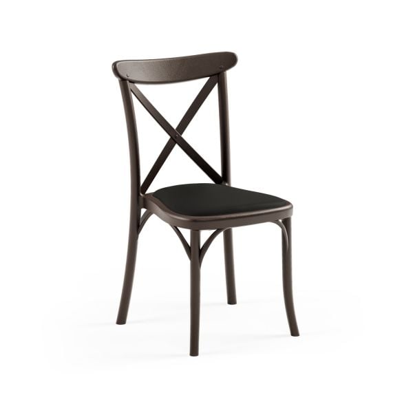 Venge Pedli Siyah Kumaş Tonet Plastik Yemek Sandalyesi