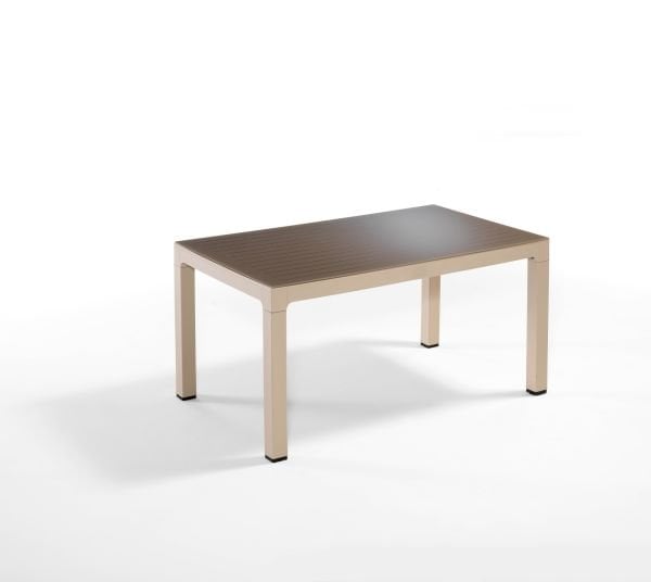 Cappuccino Çöl Kahvesi Dış Mekan Bahçe Masa Sandalye Takımı 6 Kişilik Dikdörtgen 90x150 cm Dayanıklı Enjeksiyon Plastik Bambu Tasarım