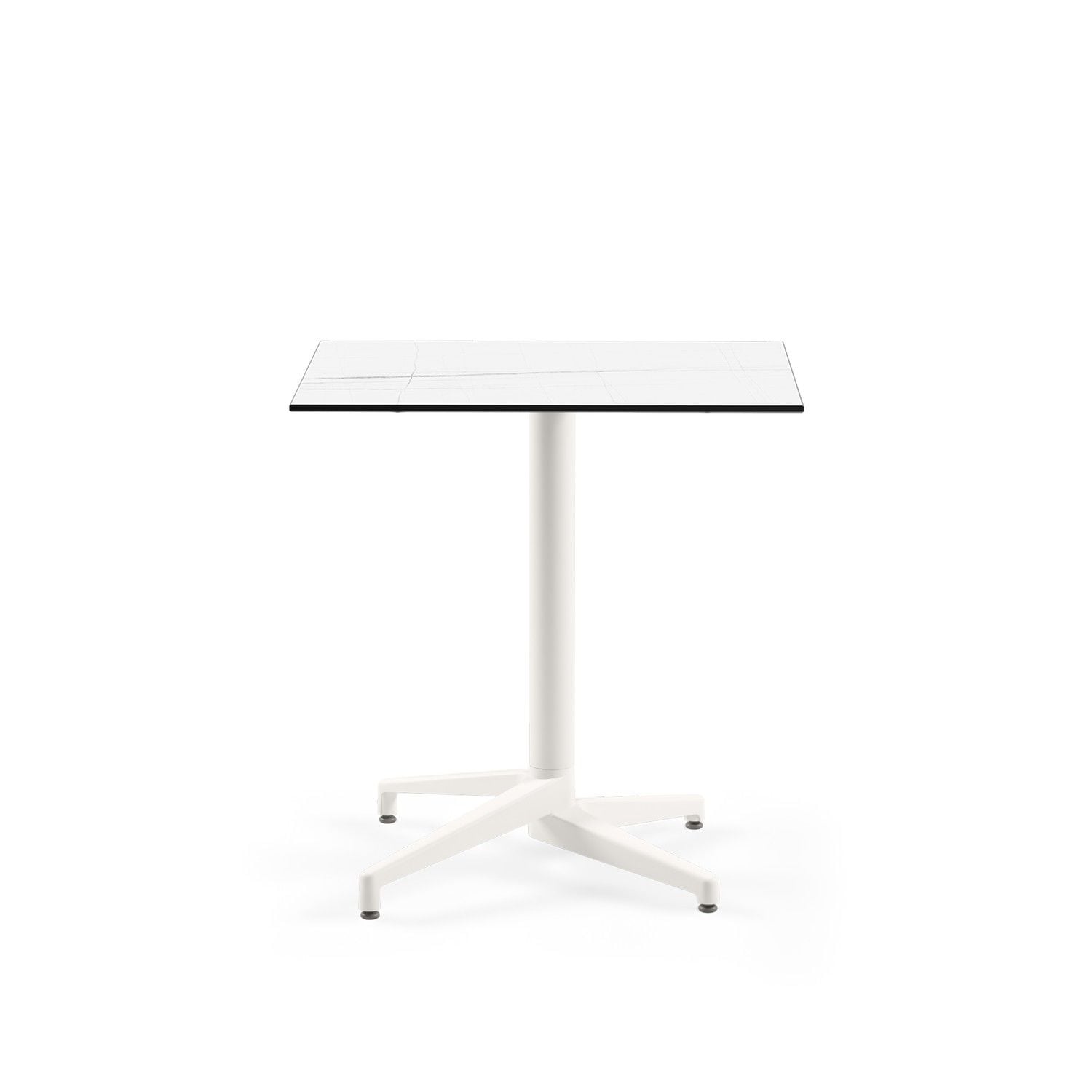 Beyaz Ayak Beyaz Mermer Compact Paslanmaz Bahçe Masa 77x77