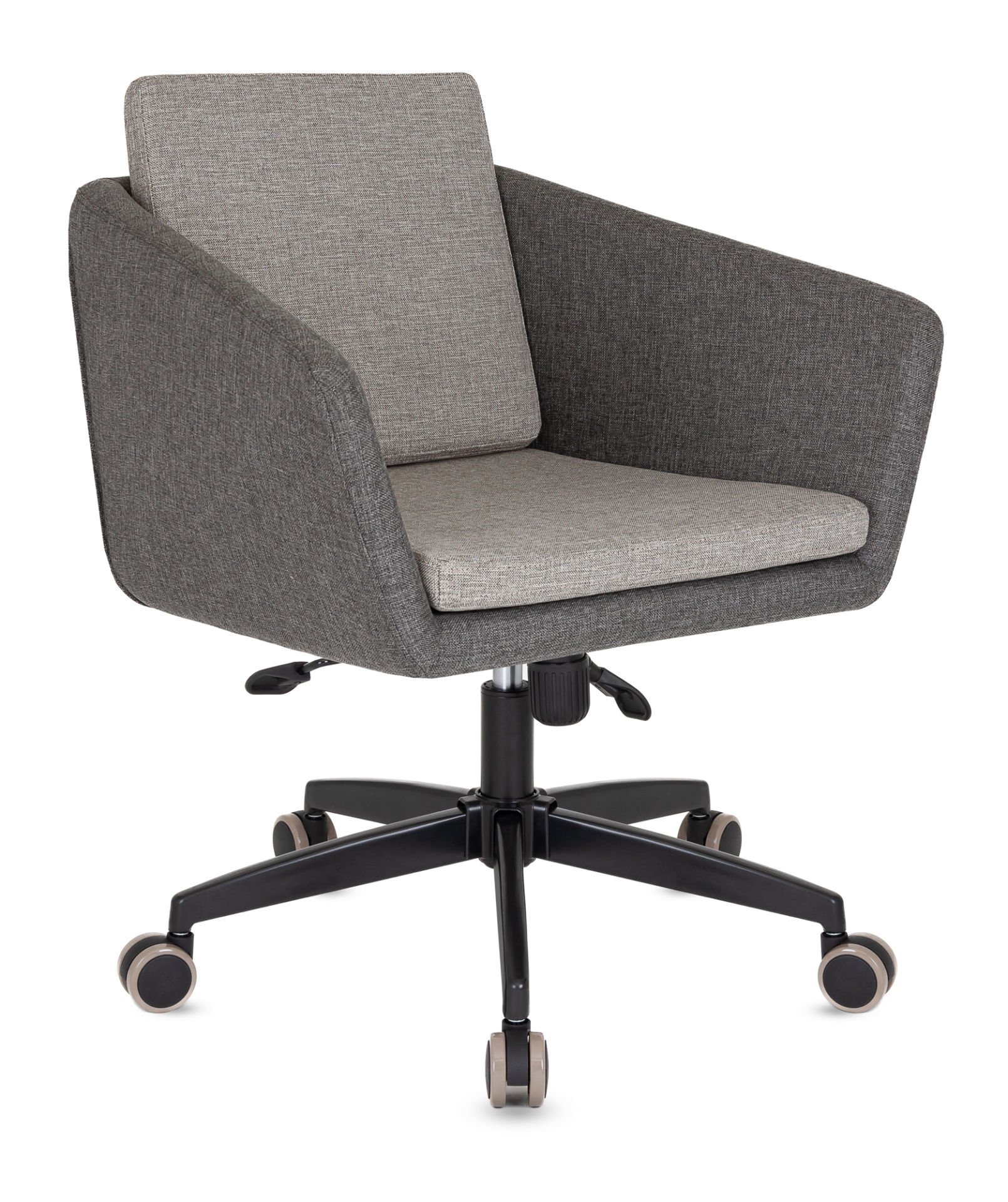 Ateş Ofis Çalışma Koltuğu - Yükseklik Ayarlı, Multitilt Mekanizmali, Ergonomik ve Şık Metal Siyah Ayaklı Ofis Koltuğu - Gri Açık Gri Kumaş Döşemeli