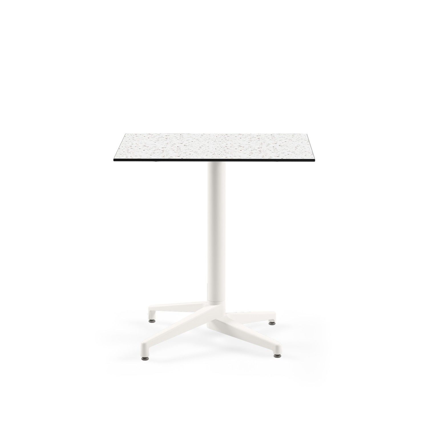 Beyaz Ayak Terrazzo Compact Paslanmaz Cafe Masası 77x77