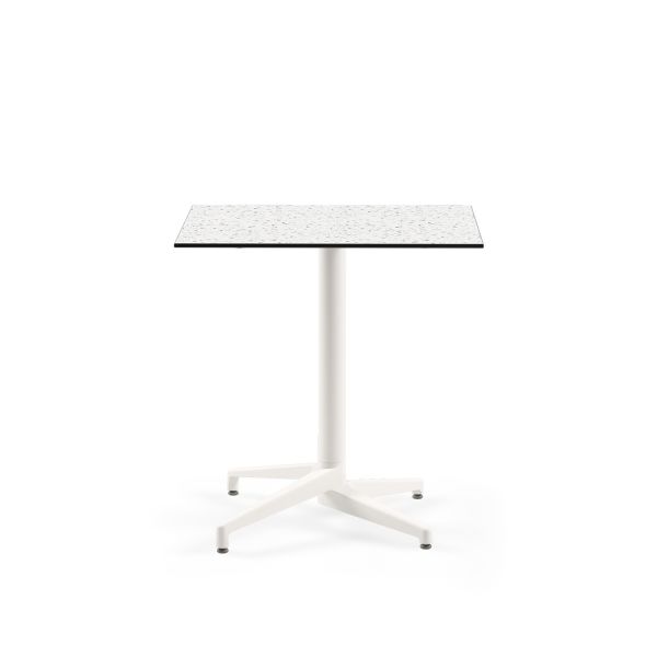 Beyaz Ayak Terrazzo Compact Paslanmaz Cafe Masası 77x77