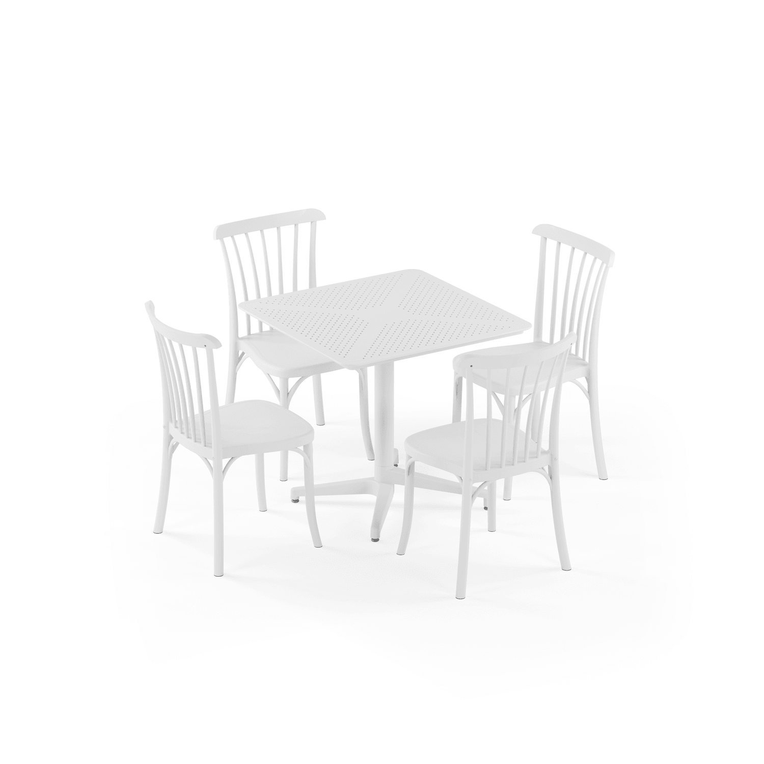 Beyaz Katlanır Bahçe Masa Sandalye Takımı 4 Kişilik 80x80