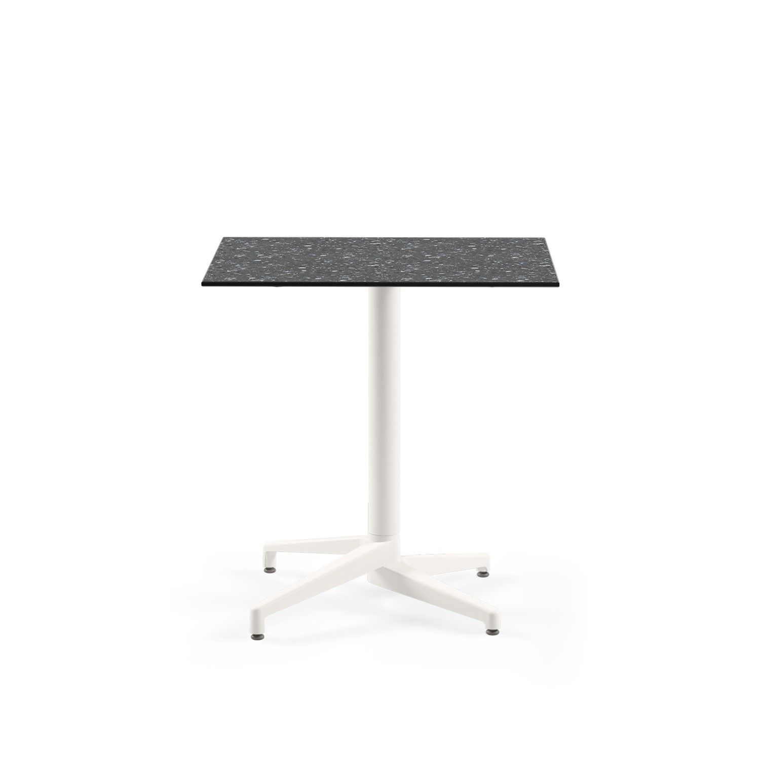 Beyaz Ayak Terrazzo Compact Paslanmaz Restoran Masası 77x77