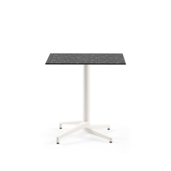 Beyaz Ayak Terrazzo Compact Paslanmaz Restoran Masası 77x77