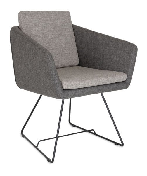 ATEŞ Çift Renk Gri ve Açık Gri Kumaş Otel Lobi Bekleme Koltuğu | Ergonomik, Şık ve Dayanıklı Metal Tel Ayaklı Ofis Sandalyesi