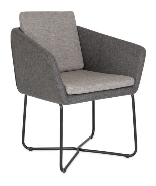 Ateş Çift Renk Gri ve Açık Gri Kumaş Bekleme Koltuğu | Ergonomik, Şık ve Dayanıklı Otel, Ofis, Klinik, Lobi ve Kuaför Bekleme Sandalyesi | Metal Siyah Ayaklı | Silinebilir Kumaş Döşeme