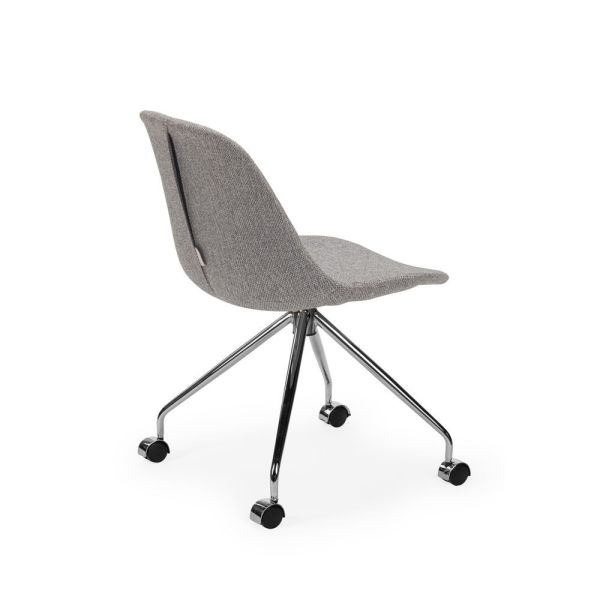 Metal Krom Ayak Gri Kumaş Modern Ofis Sandalyesi