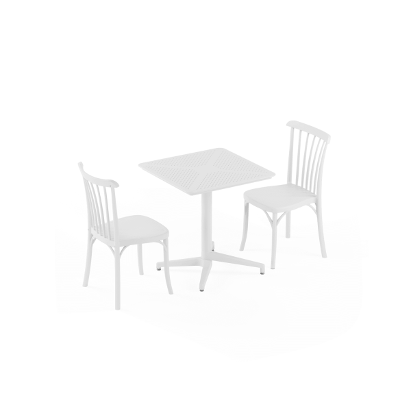 Beyaz Bahçe Masa Sandalye Takım 2 Kişilik 70x70 Katlanabilir