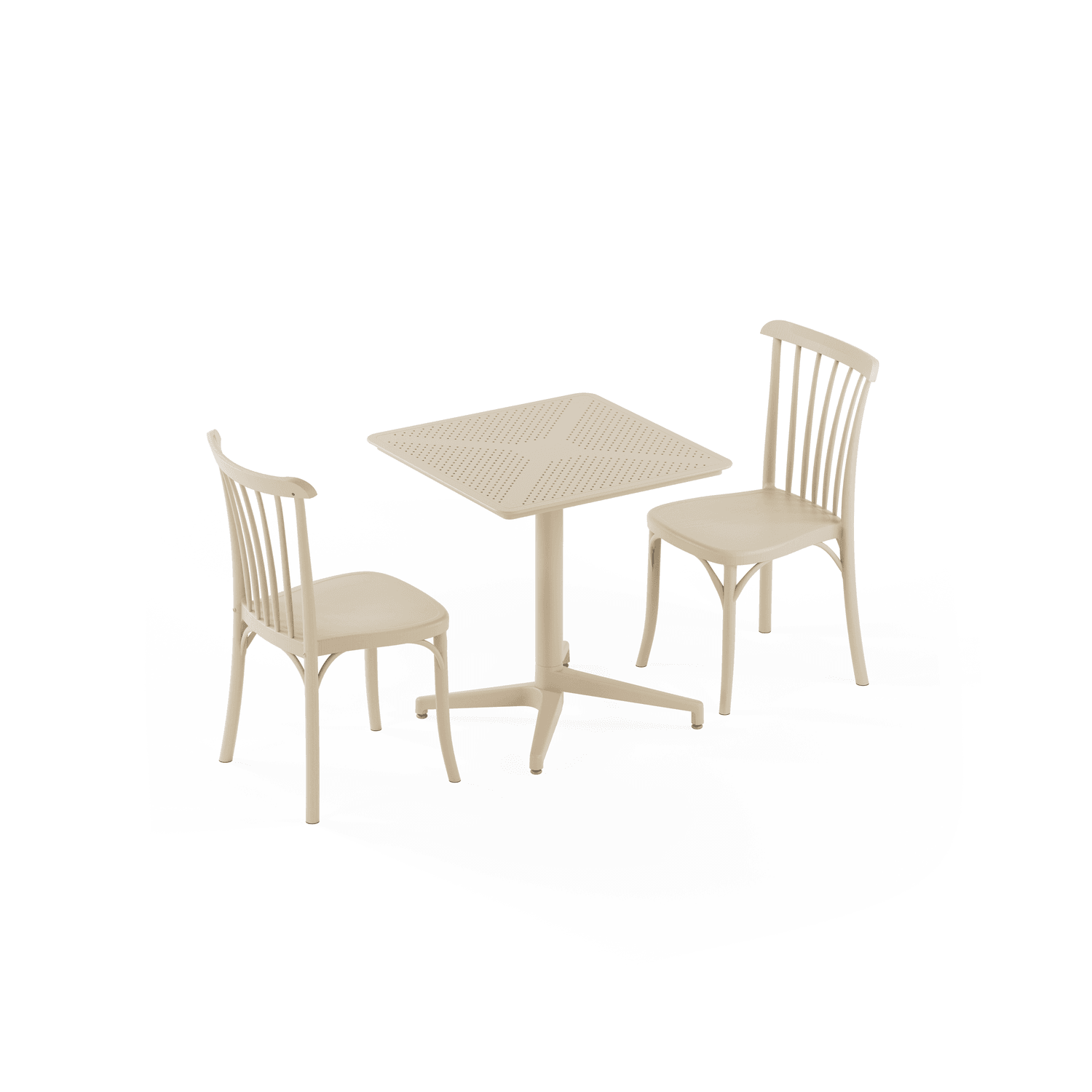 Bej Bahçe Masa Sandalye Takımı 2 Kişilik 70x70