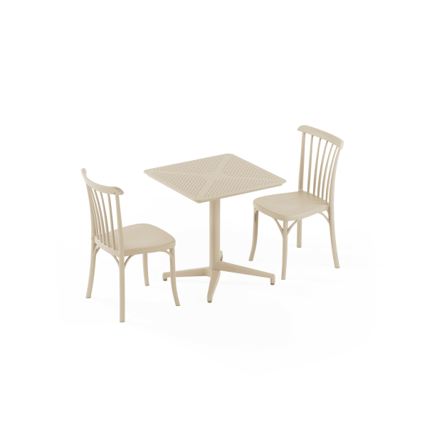 Bej Bahçe Masa Sandalye Takımı 2 Kişilik 70x70