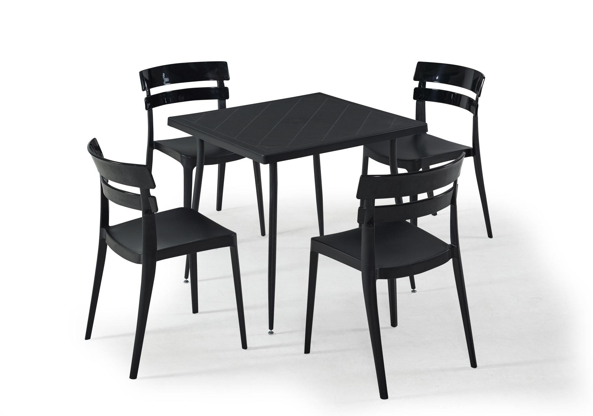 Siyah Bahçe Masa Sandalye Takımı 80x80 cm Kare Tasarım İç ve Dış Mekan Kullanımı İçin Uygun