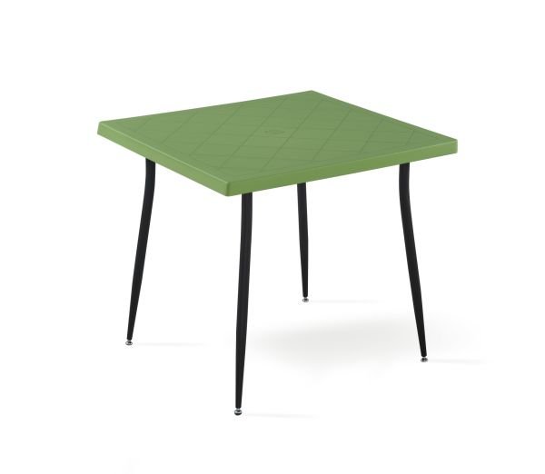 Siyah ve Yeşil Bahçe Masa Sandalye Takımı Kare 80x80 cm İç ve Dış Mekan Kullanımı İçin Uygun Mutfak Otel Restoran Kafe Teras Veranda ve Balkon