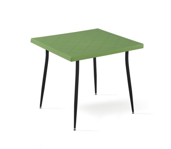 Siyah ve Yeşil Bahçe Masa Sandalye Takımı Kare 80x80 cm İç ve Dış Mekan Kullanımı İçin Uygun Mutfak Otel Restoran Kafe Teras Veranda ve Balkon