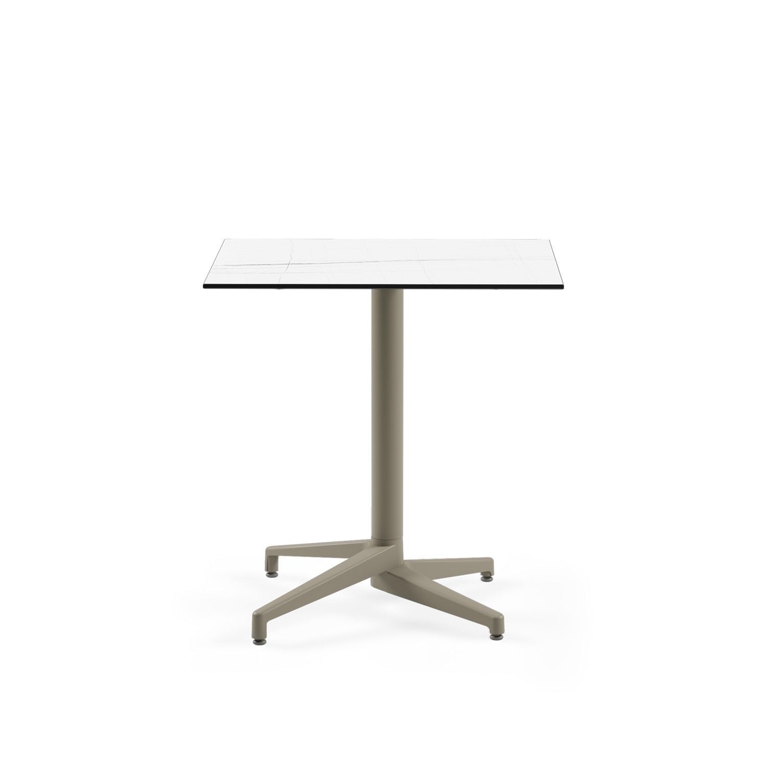 Beyaz Mermer Compact Paslanmaz Bahçe Masa Vizon Ayak 77x77