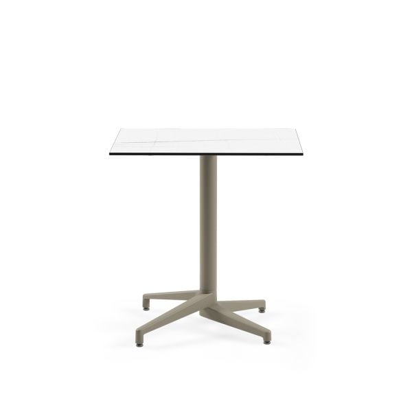 Beyaz Mermer Compact Paslanmaz Bahçe Masa Vizon Ayak 77x77