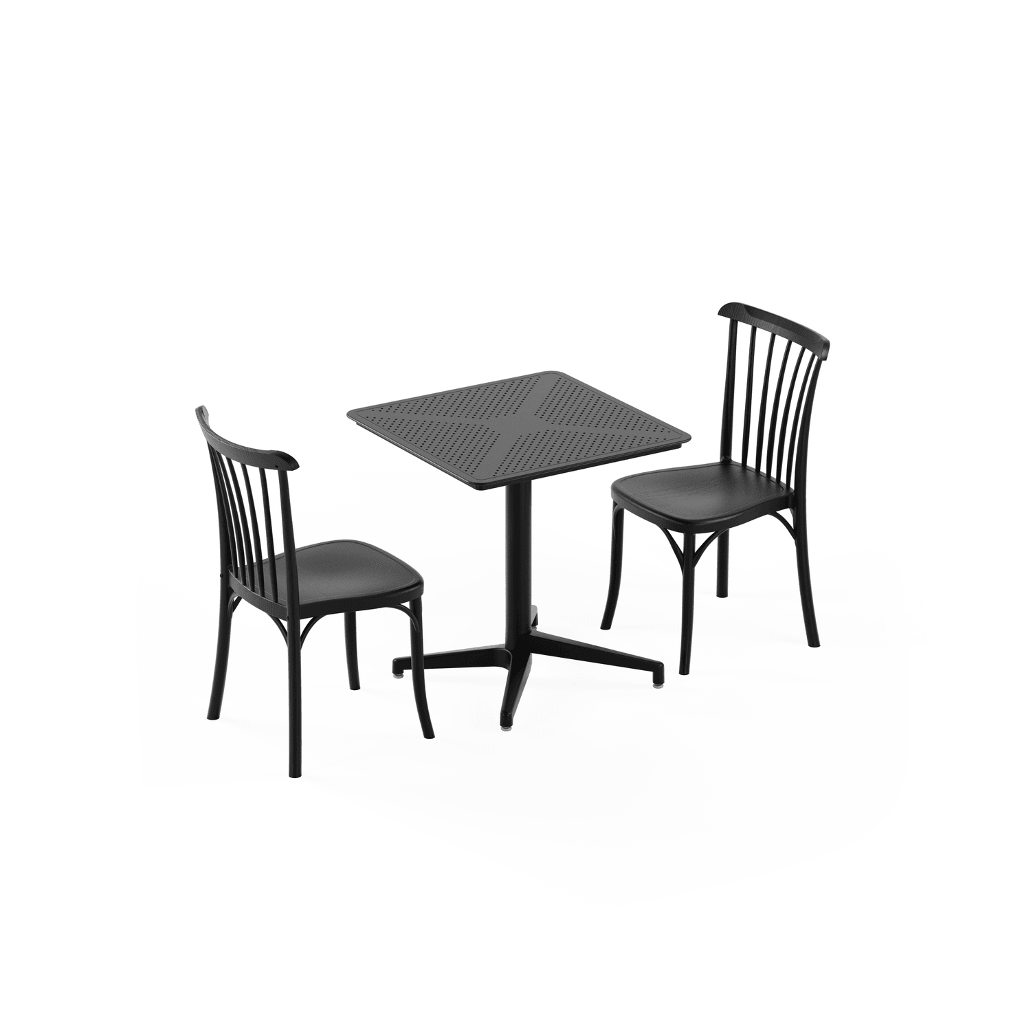 Siyah Bahçe Masa Sandalye Takımı 2 Kişilik 70x70 Set