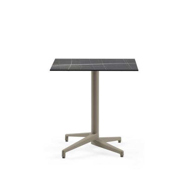 Siyah Mermer Compact Paslanmaz Cafe Masası Vizon Ayak 77x77