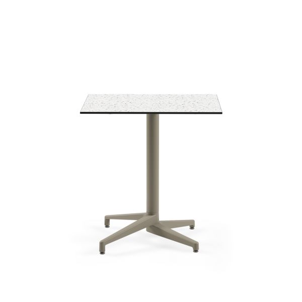 Terrazzo Compact Laminat Paslanmaz Otel Masası 77x77.cm