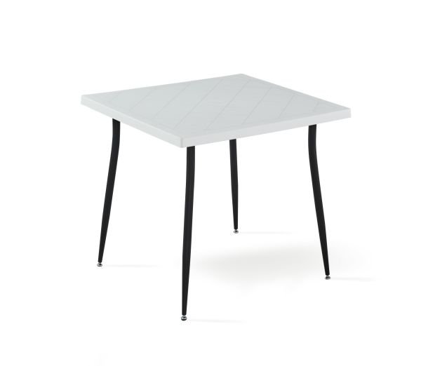 Siyah Beyaz Bahçe Masa Sandalye Takımı 80x80 cm Kare Masa İç ve Dış Mekan Kullanımına Uygun